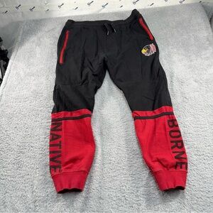 Native Borne Joggers Sweat Pants Mens Black and Red Size 3XL